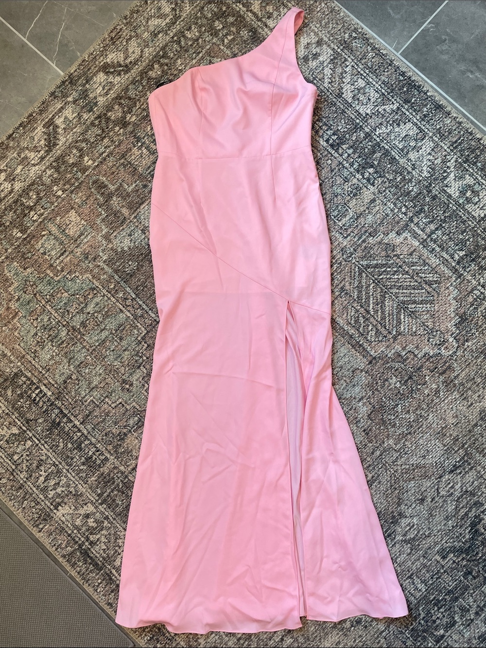 NBD Pink One Shoulder Satin Gown Formal Maxi Dress Revolve